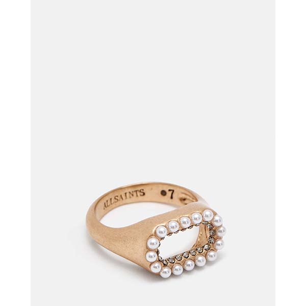 Allsaints Australia Womens Vida Gold-Tone Pearl Rings Brass AU35-319